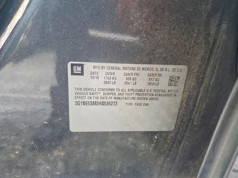 Продажа на аукционе авто 2017 Chevrolet Cruz Lt, vin: 3G1BE6SM3HS536273, номер лота: 56835046