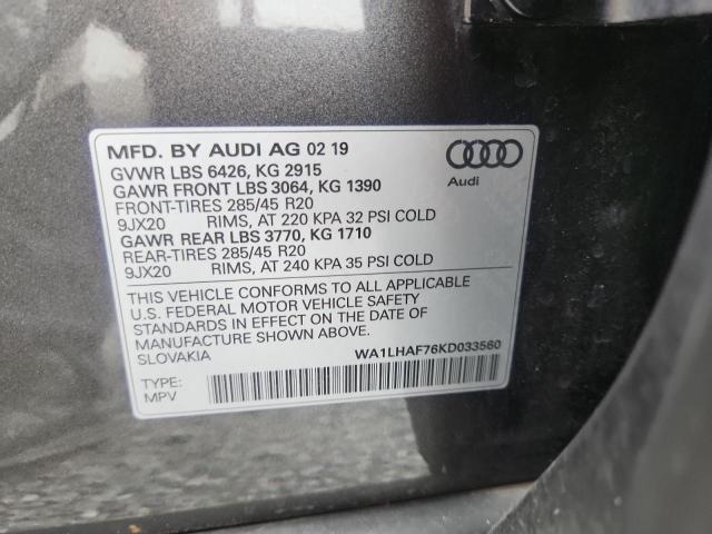 Продажа на аукционе авто 2019 Audi Q7, vin: WA1LHAF76KD033560, номер лота: 56392586