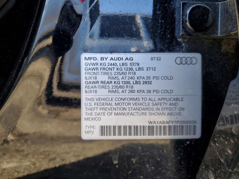 56804406 :رقم المزاد ، WA1ABAFY7P2000636 vin ، 2023 Audi Q5 مزاد بيع