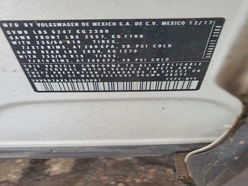 57331156 :رقم المزاد ، 3VV5B7AX5JM090881 vin ، 2018 Volkswagen Tiguan مزاد بيع