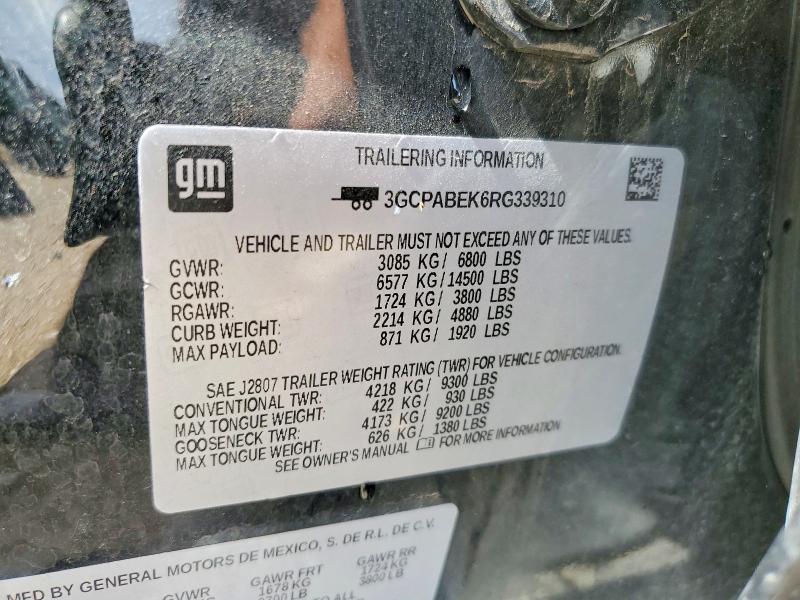 56326426 :رقم المزاد ، 3GCPABEK6RG339310 vin ، 2024 Chevrolet Silverado مزاد بيع