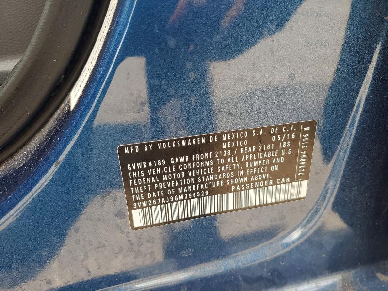 57205066 :رقم المزاد ، 3VW267AJ9GM396926 vin ، 2016 Volkswagen Jetta مزاد بيع