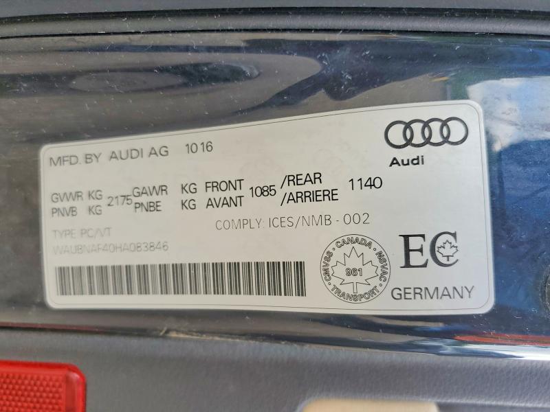 Aukcja sprzedaży 2017 Audi A4, vin: WAUBNAF40HA083846, numer aukcji: 59126186