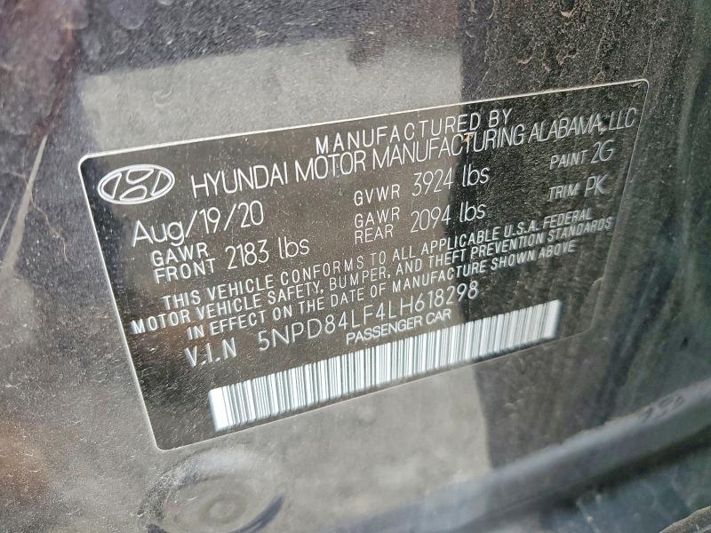 Продаж на аукціоні авто 2020 Hyundai Elantra, vin: 5NPD84LF4LH618298, номер лоту: 56963846