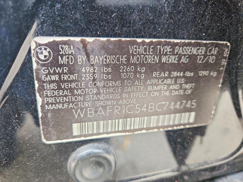 Aukcja sprzedaży 2011 Bmw 528, vin: WBAFR1C54BC744745, numer aukcji: 55782546