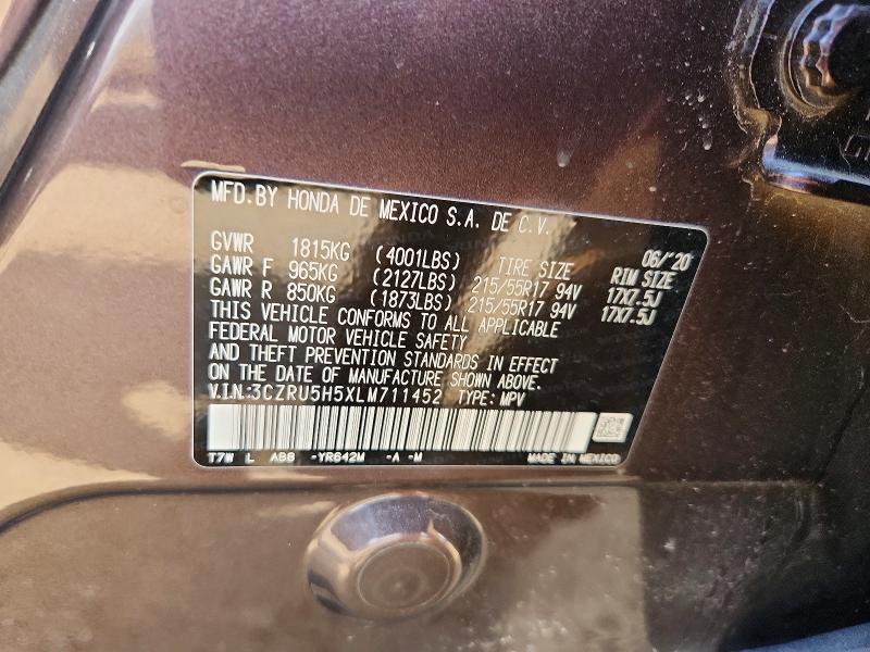 Aukcja sprzedaży 2020 Honda Hr-v, vin: 3CZRU5H5XLM711452, numer aukcji: 58890256