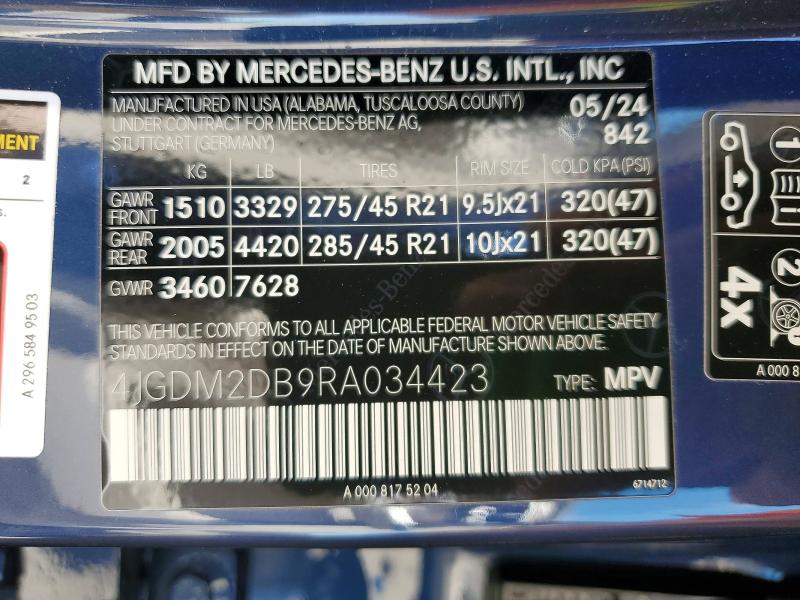 2024 Mercedes-benz Eqs Suv მანქანა იყიდება აუქციონზე, vin: 4JGDM2DB9RA034423, აუქციონის ნომერი: 57587096