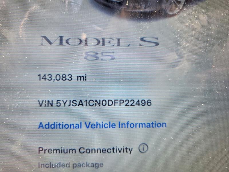 2013 Tesla Model S მანქანა იყიდება აუქციონზე, vin: 5YJSA1CN0DFP22496, აუქციონის ნომერი: 57563546