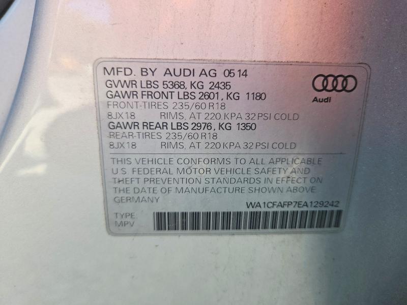 Продажа на аукционе авто 2014 Audi Q5, vin: WA1CFAFP7EA129242, номер лота: 57164816