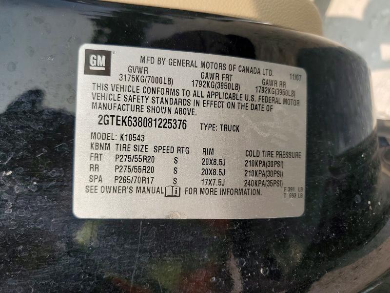 2008 Gmc New Sierra მანქანა იყიდება აუქციონზე, vin: 2GTEK638081225376, აუქციონის ნომერი: 58734106