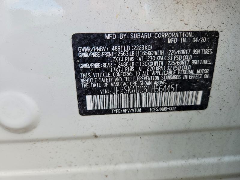 Aukcja sprzedaży 2020 Subaru Forester, vin: JF2SKADC6LH564451, numer aukcji: 57382576