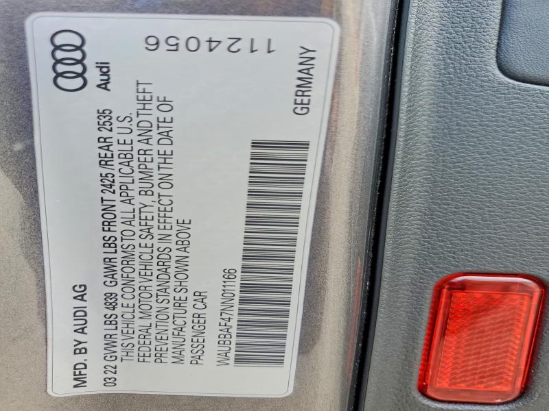 Aukcja sprzedaży 2022 Audi A4, vin: WAUBBAF47NN011166, numer aukcji: 57918216