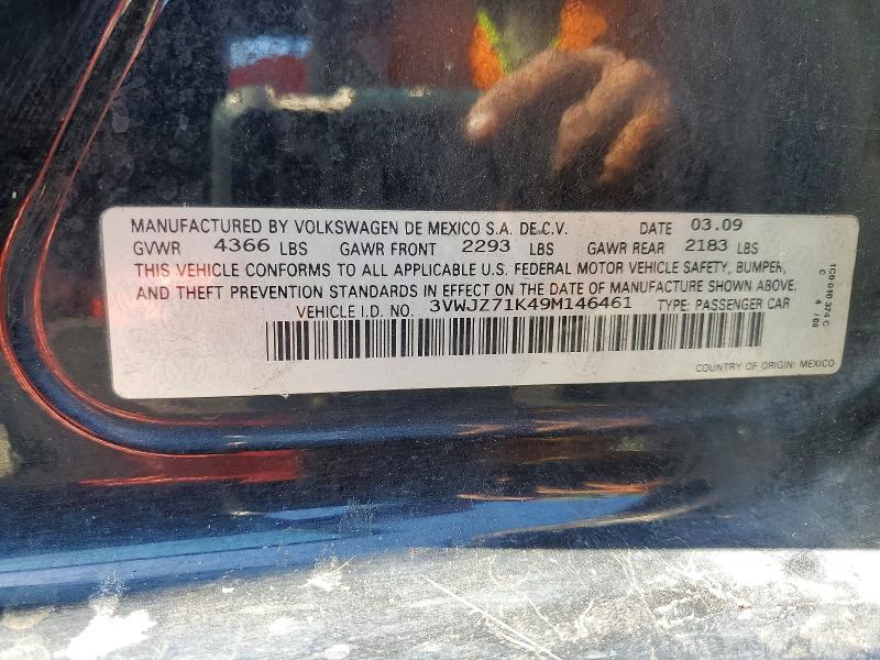 57554986 :رقم المزاد ، 3VWJZ71K49M146461 vin ، 2009 Volkswagen Jetta مزاد بيع