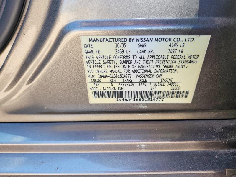 Продажа на аукционе авто 2006 Nissan Maxima, vin: 1N4BA41E66C814772, номер лота: 56675276