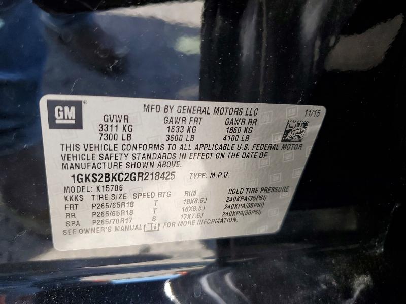 Aukcja sprzedaży 2016 Gmc Yukon, vin: 1GKS2BKC2GR218425, numer aukcji: 57661366