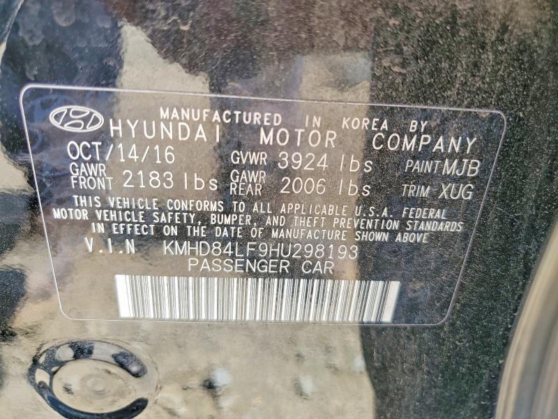 56547036 :رقم المزاد ، KMHD84LF9HU298193 vin ، 2017 Hyundai Elantra مزاد بيع