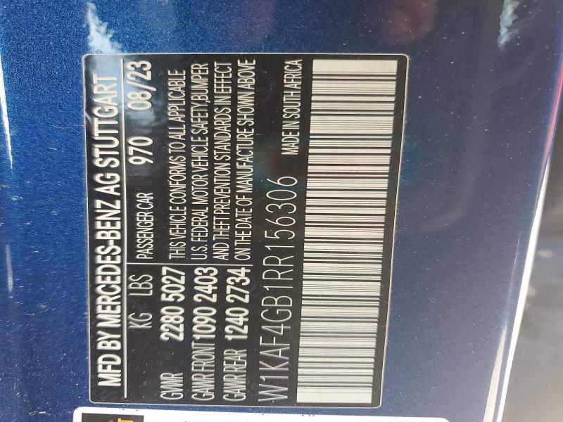 Aukcja sprzedaży 2024 Mercedes-benz C, vin: W1KAF4GB1RR156306, numer aukcji: 59089546