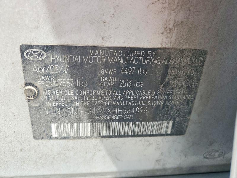 2017 Hyundai Sonata მანქანა იყიდება აუქციონზე, vin: 5NPE34AFXHH584896, აუქციონის ნომერი: 55176186