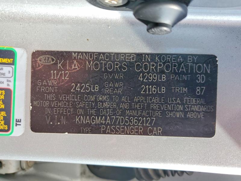 Продажа на аукционе авто 2013 Kia Optima, vin: KNAGM4A77D5362127, номер лота: 58710986