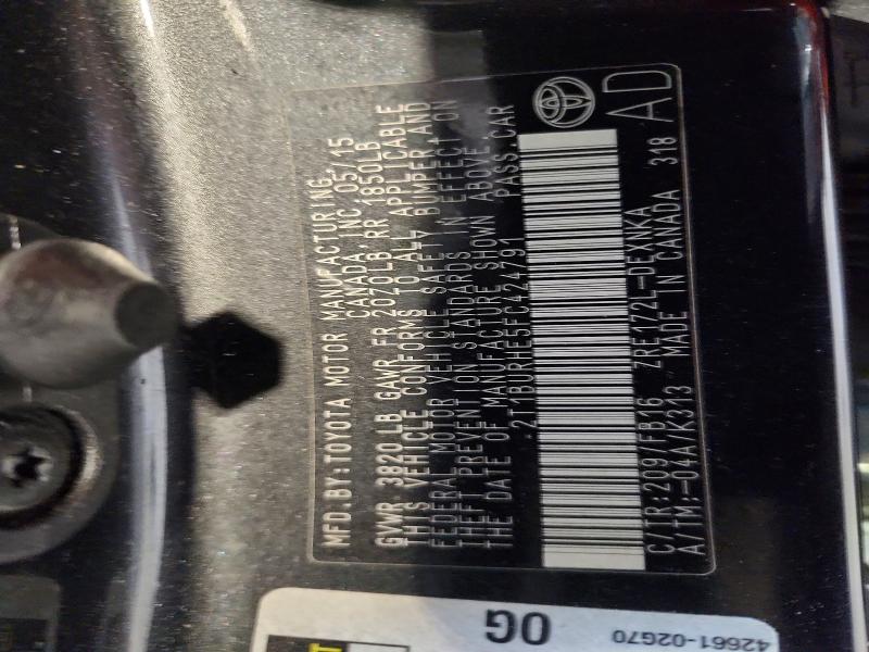 56492016 :رقم المزاد ، 2T1BURHE5FC424791 vin ، 2015 Toyota Corolla مزاد بيع
