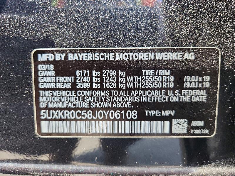 Aukcja sprzedaży 2018 Bmw X5, vin: 5UXKR0C58J0Y06108, numer aukcji: 55831086