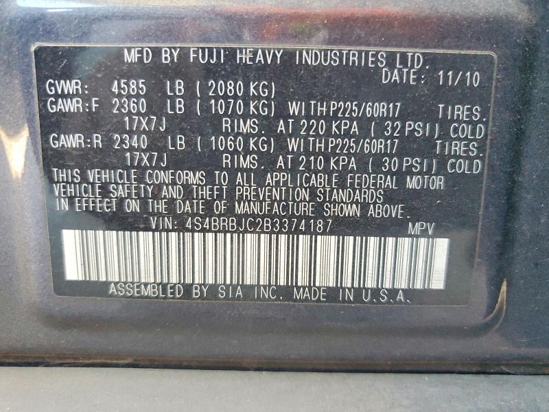 Aukcja sprzedaży 2011 Subaru Outback, vin: 4S4BRBJC2B3374187, numer aukcji: 58517976