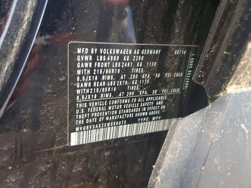 Продаж на аукціоні авто 2014 Volkswagen Tiguan, vin: WVGBV3AX2EW596073, номер лоту: 58132206