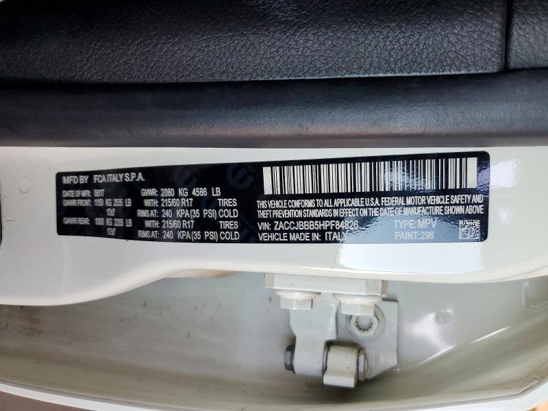 58987146 :رقم المزاد ، ZACCJBBB5HPF84826 vin ، 2017 Jeep Renegade مزاد بيع