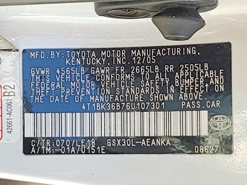 Продаж на аукціоні авто 2006 Toyota Avalon, vin: 4T1BK36B76U107301, номер лоту: 56153026
