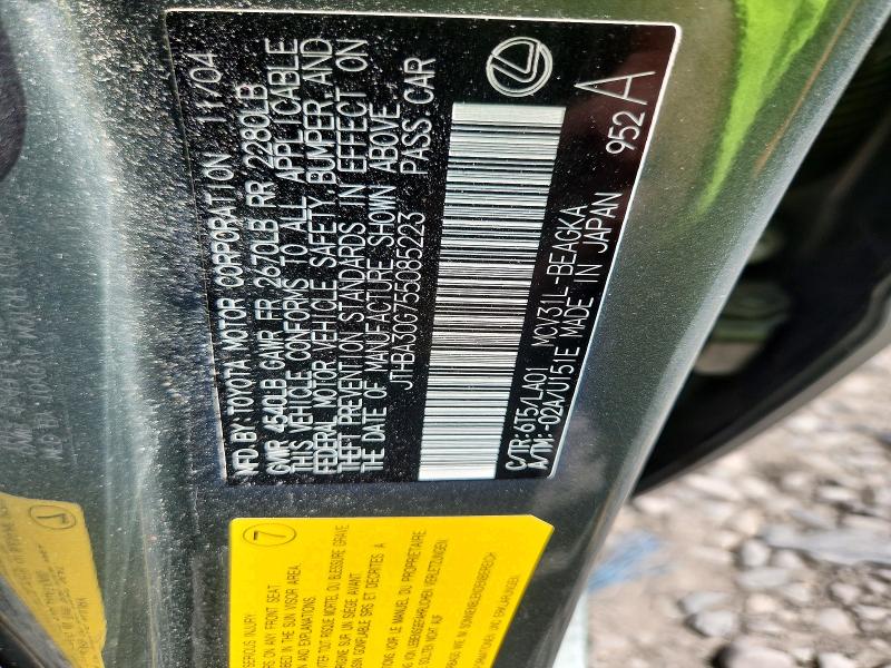 Aukcja sprzedaży 2005 Lexus Es, vin: JTHBA30G755085223, numer aukcji: 55908436
