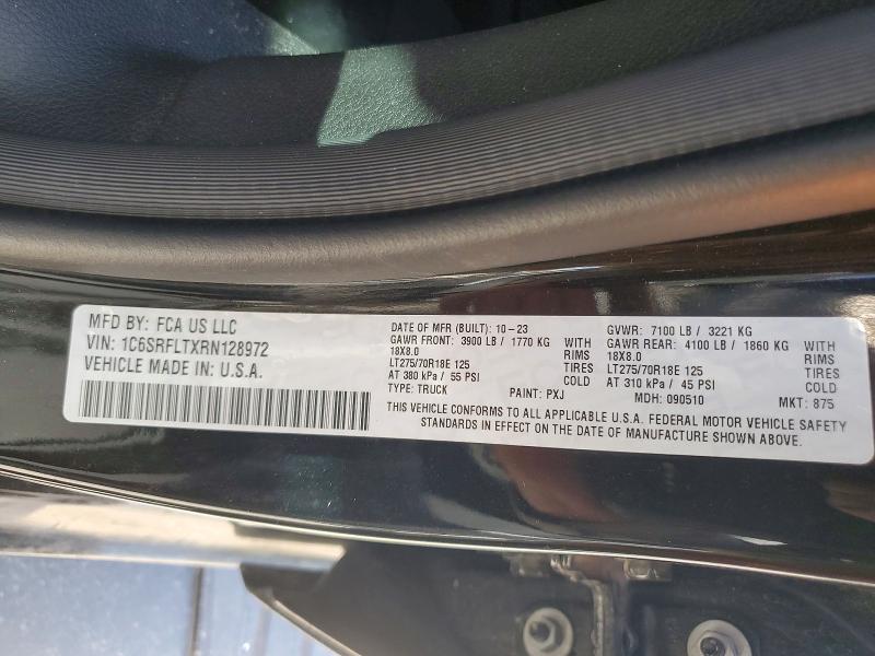 58149426 :رقم المزاد ، 1C6SRFLTXRN128972 vin ، 2024 Ram 1500 مزاد بيع