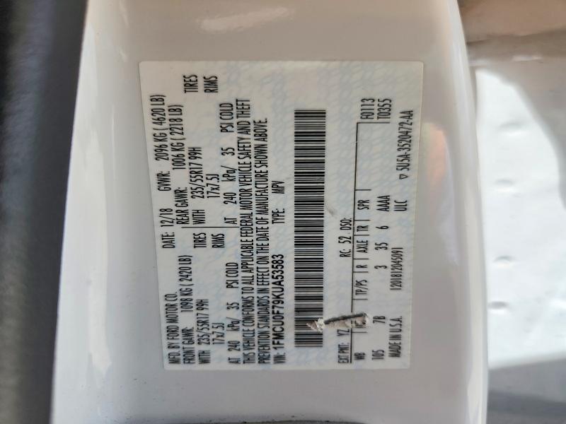 Aukcja sprzedaży 2019 Ford Escape, vin: 1FMCU0F79KUA53583, numer aukcji: 55795666