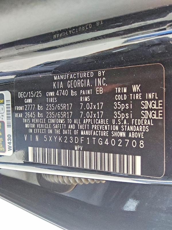 2026 Kia Sportage მანქანა იყიდება აუქციონზე, vin: 5XYK23DF1TG402708, აუქციონის ნომერი: 59194276