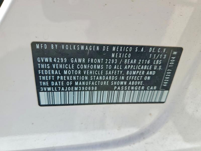 58921986 :رقم المزاد ، 3VWLL7AJ0EM390698 vin ، 2014 Volkswagen Jetta مزاد بيع
