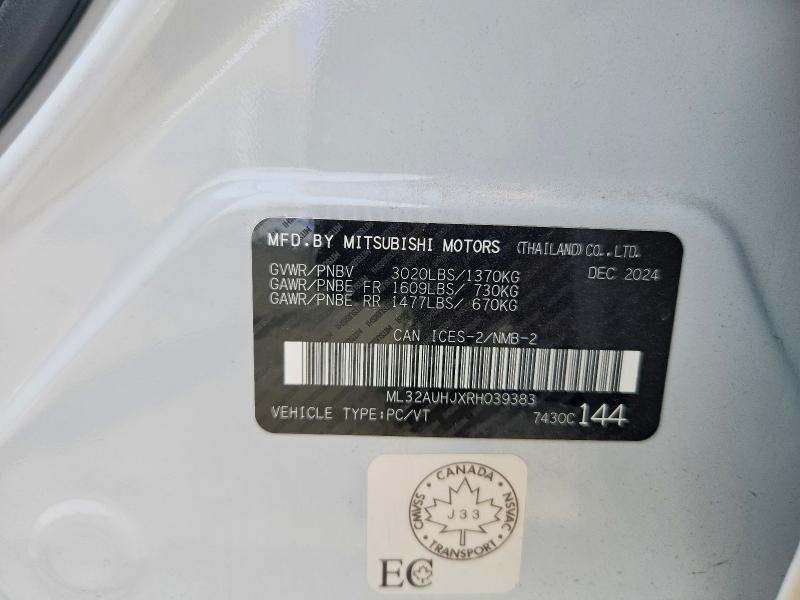 2024 Mitsubishi Mirage მანქანა იყიდება აუქციონზე, vin: ML32AUHJXRH039383, აუქციონის ნომერი: 55876266