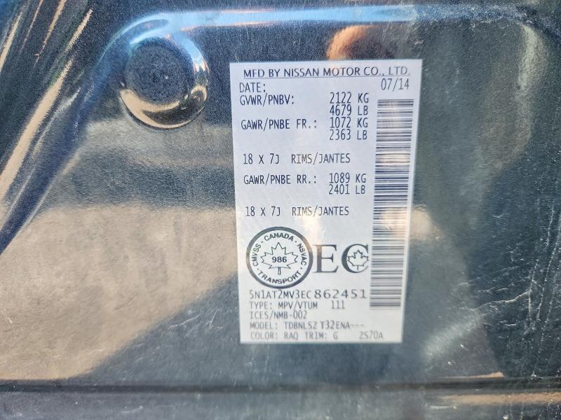Aukcja sprzedaży 2014 Nissan Rogue, vin: 5N1AT2MV3EC862451, numer aukcji: 56940256