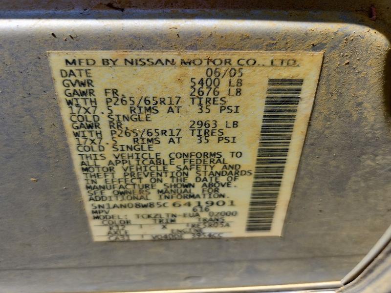 Aukcja sprzedaży 2005 Nissan Xterra, vin: 5N1AN08W85C641901, numer aukcji: 58953216