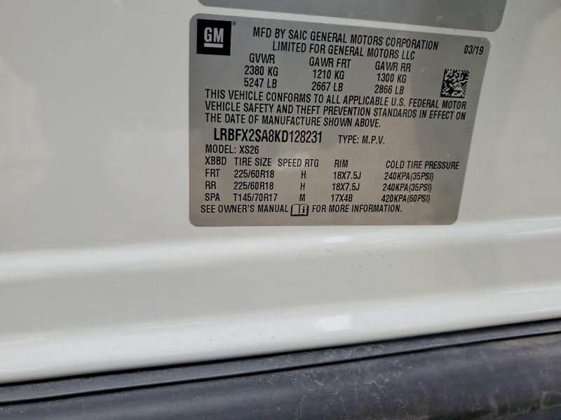 Продажа на аукционе авто 2019 Buick Envision, vin: LRBFX2SA8KD128231, номер лота: 58602886