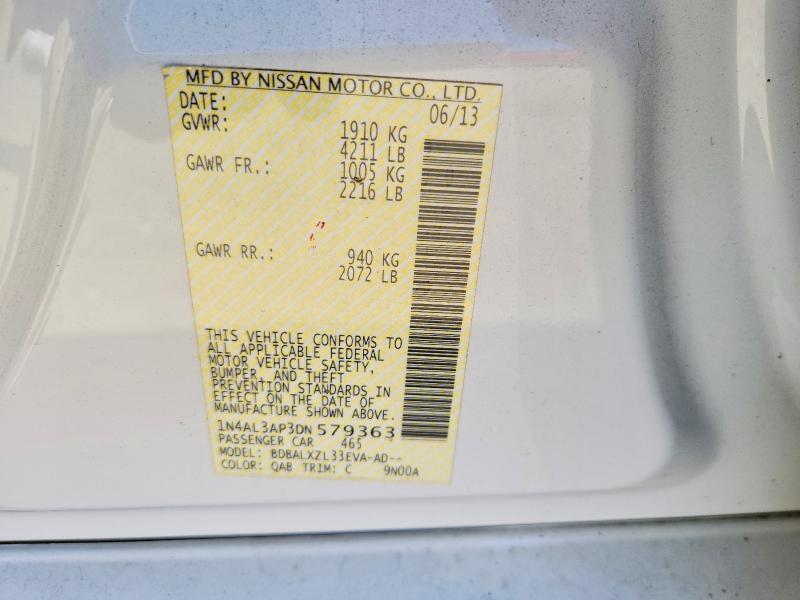 2013 Nissan Altima მანქანა იყიდება აუქციონზე, vin: 1N4AL3AP3DN579363, აუქციონის ნომერი: 57345126