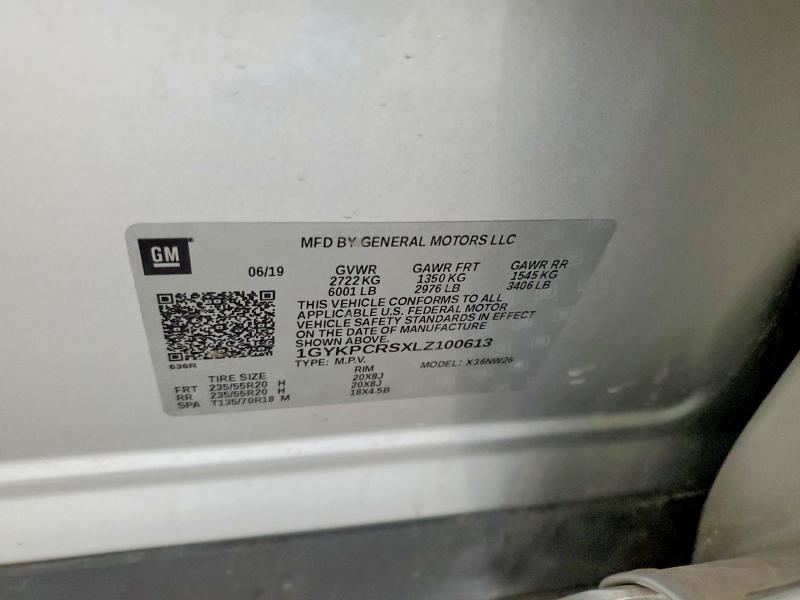 58093936 :رقم المزاد ، 1GYKPCRSXLZ100613 vin ، 2020 Cadillac Xt6 مزاد بيع