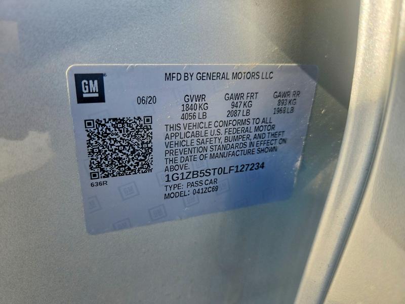 Продаж на аукціоні авто 2020 Chevrolet Malibu, vin: 1G1ZB5ST0LF127234, номер лоту: 58208056