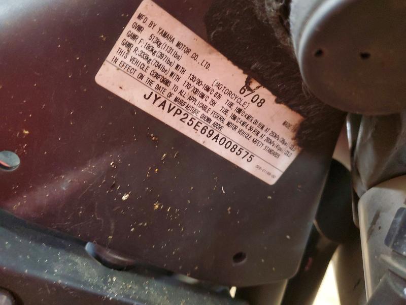 Aukcja sprzedaży 2009 Yamaha Xvs1300, vin: JYAVP25E69A008575, numer aukcji: 56239316