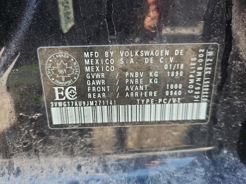 Продажа на аукционе авто 2018 Volkswagen Golf, vin: 3VWG17AU9JM271141, номер лота: 56183256