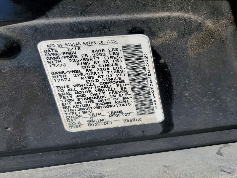 56957046 :رقم المزاد ، JN8AT2MT3GW017415 vin ، 2016 Nissan Rogue مزاد بيع