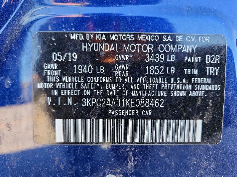 Aukcja sprzedaży 2019 Hyundai Accent, vin: 3KPC24A31KE088462, numer aukcji: 57747256