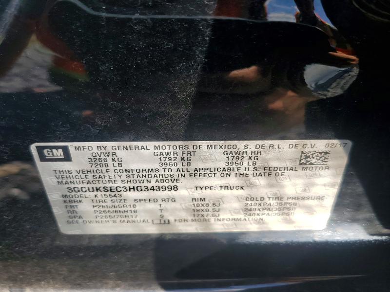 56860456 :رقم المزاد ، 3GCUKSEC3HG343998 vin ، 2017 Chevrolet Silverado مزاد بيع