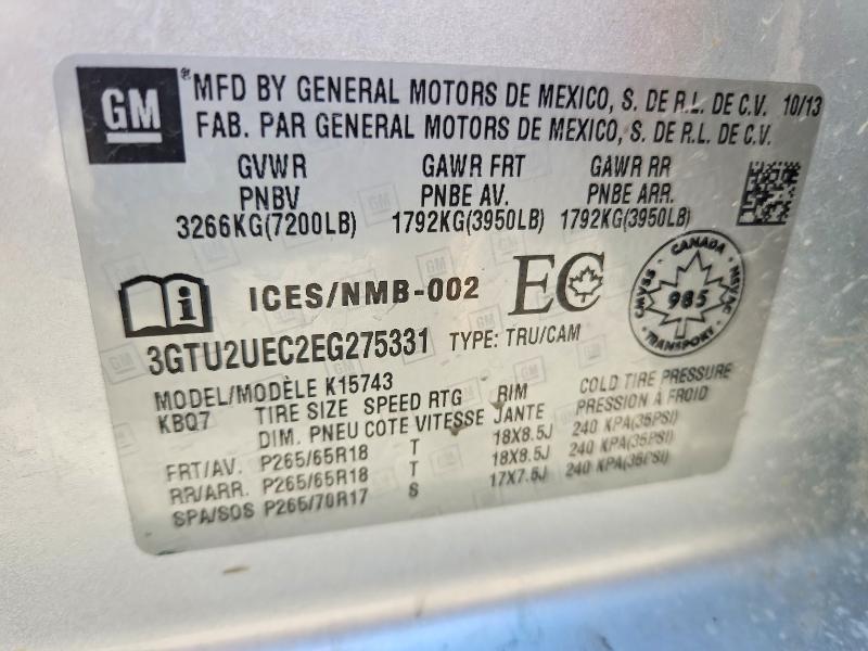 Продаж на аукціоні авто 2014 Gmc Sierra, vin: 3GTU2UEC2EG275331, номер лоту: 58129456