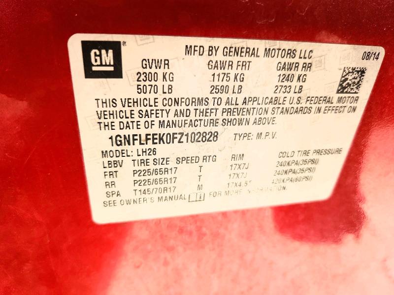 Продажа на аукционе авто 2015 Chevrolet Eqinox, vin: 1GNFLFEK0FZ102828, номер лота: 58748786