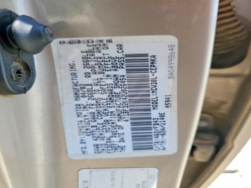 Продаж на аукціоні авто 2002 Toyota Camry, vin: 4T1BF32K42U026454, номер лоту: 57972786
