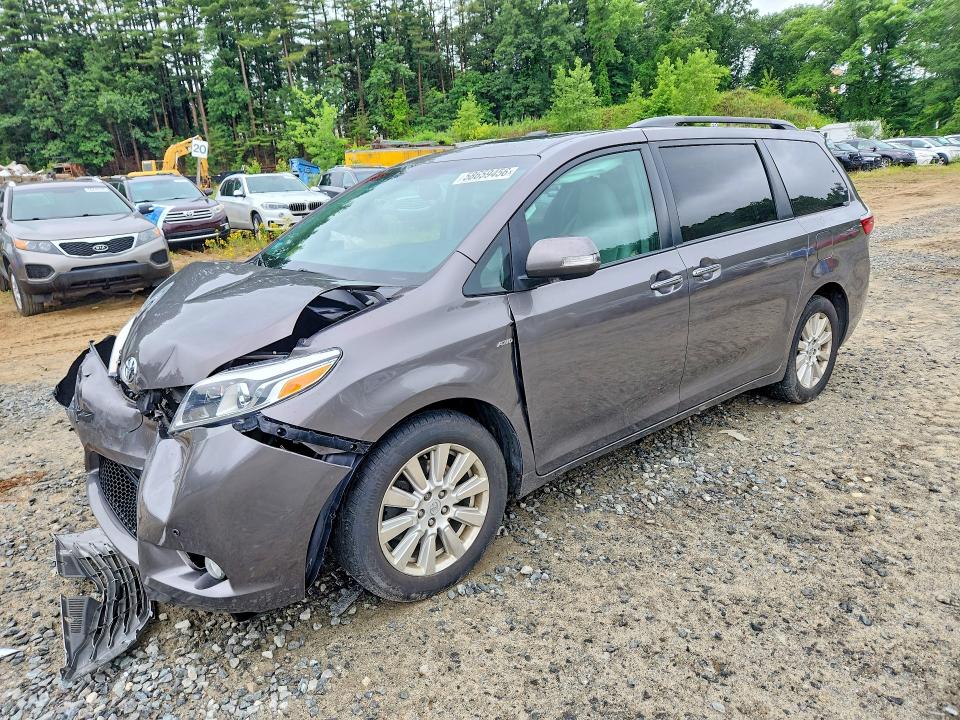 58659456 :رقم المزاد ، 5TDDZ3DC6HS156601 vin ، 2017 Toyota Sienna مزاد بيع